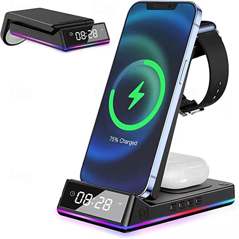 caricabatterie wireless portatile multifunzionale da tavolo 5 in 1 pieghevole con ricarica rapida verticale del 2025 a $51.99 –P2