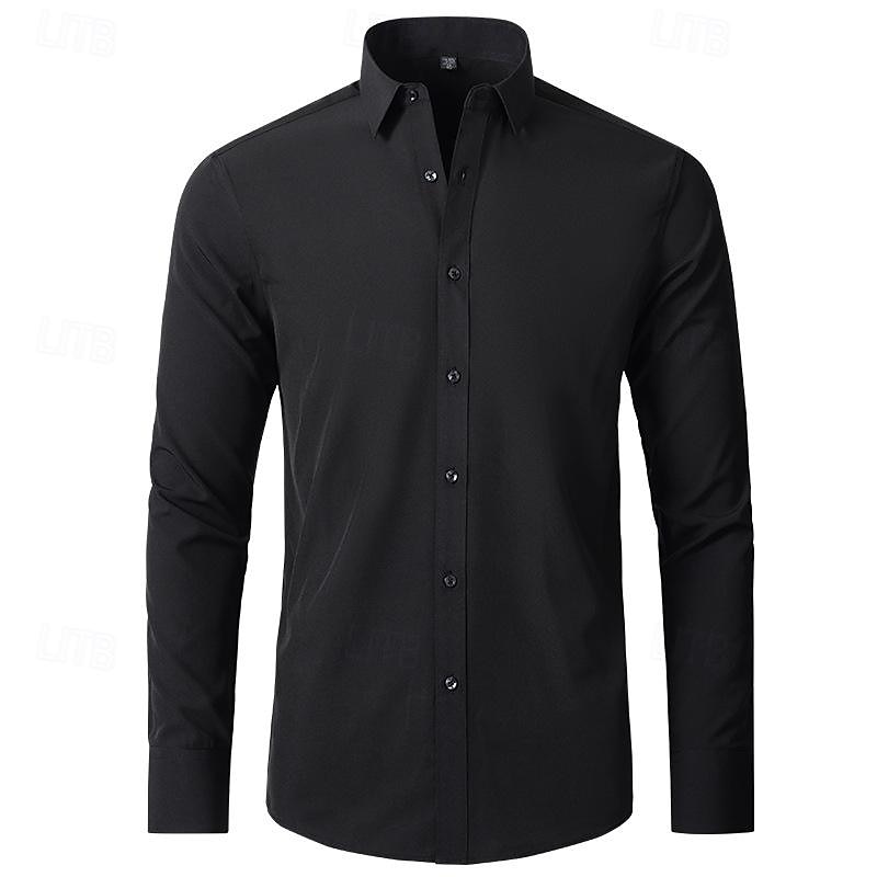 Voor heren Overhemd Overhemd met knopen Zwart Wit Wijn Lange mouw Effen Revers Lente & Herfst Bruiloft Feest Kleding 2025 - $24.99 –P5