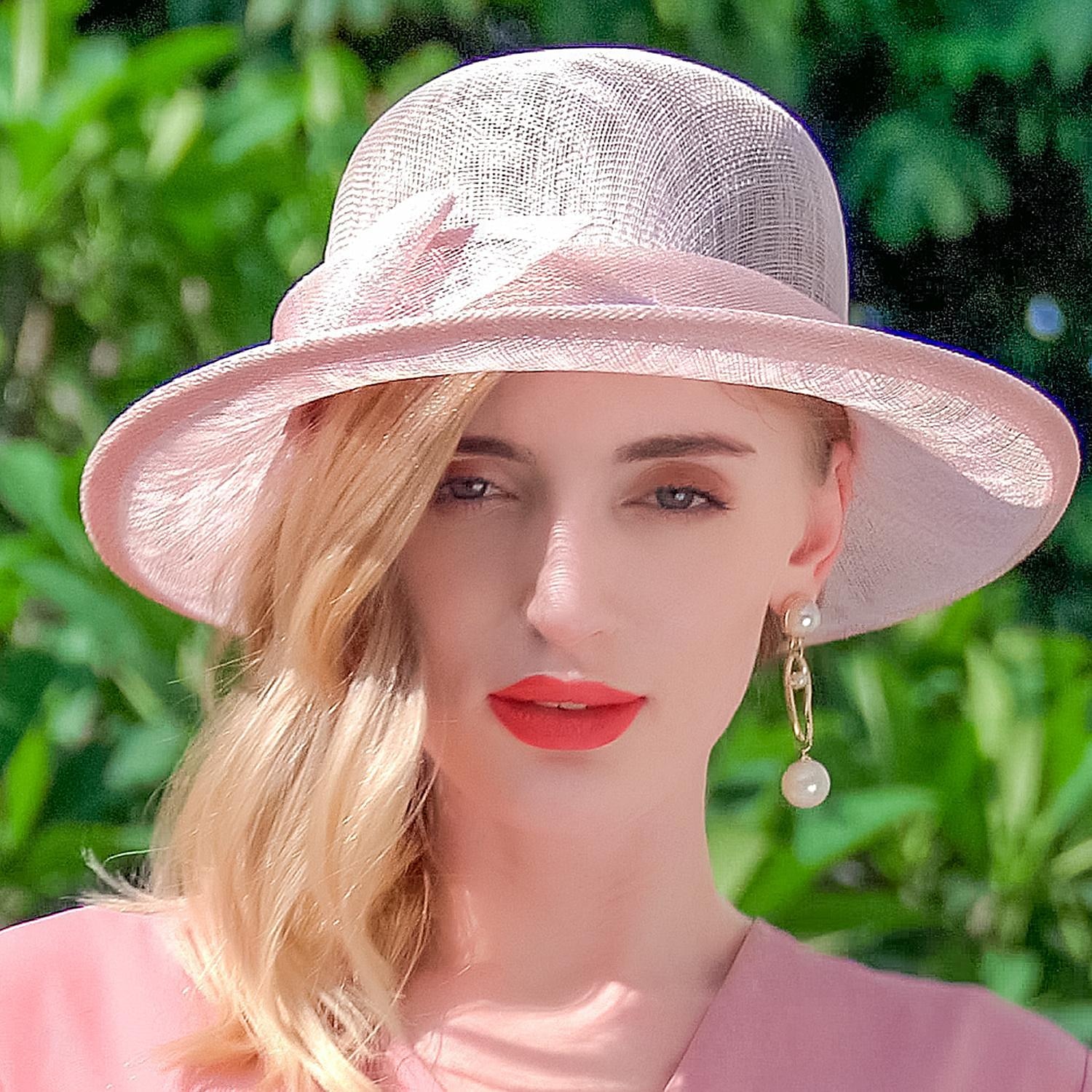 Chapeaux melon en lin/chapeau cloche, chapeau seau, chapeau de soleil, fête de thé, mariage élégant avec nœud papillon, couvre-chef de 2025 ? $49.99 –P2