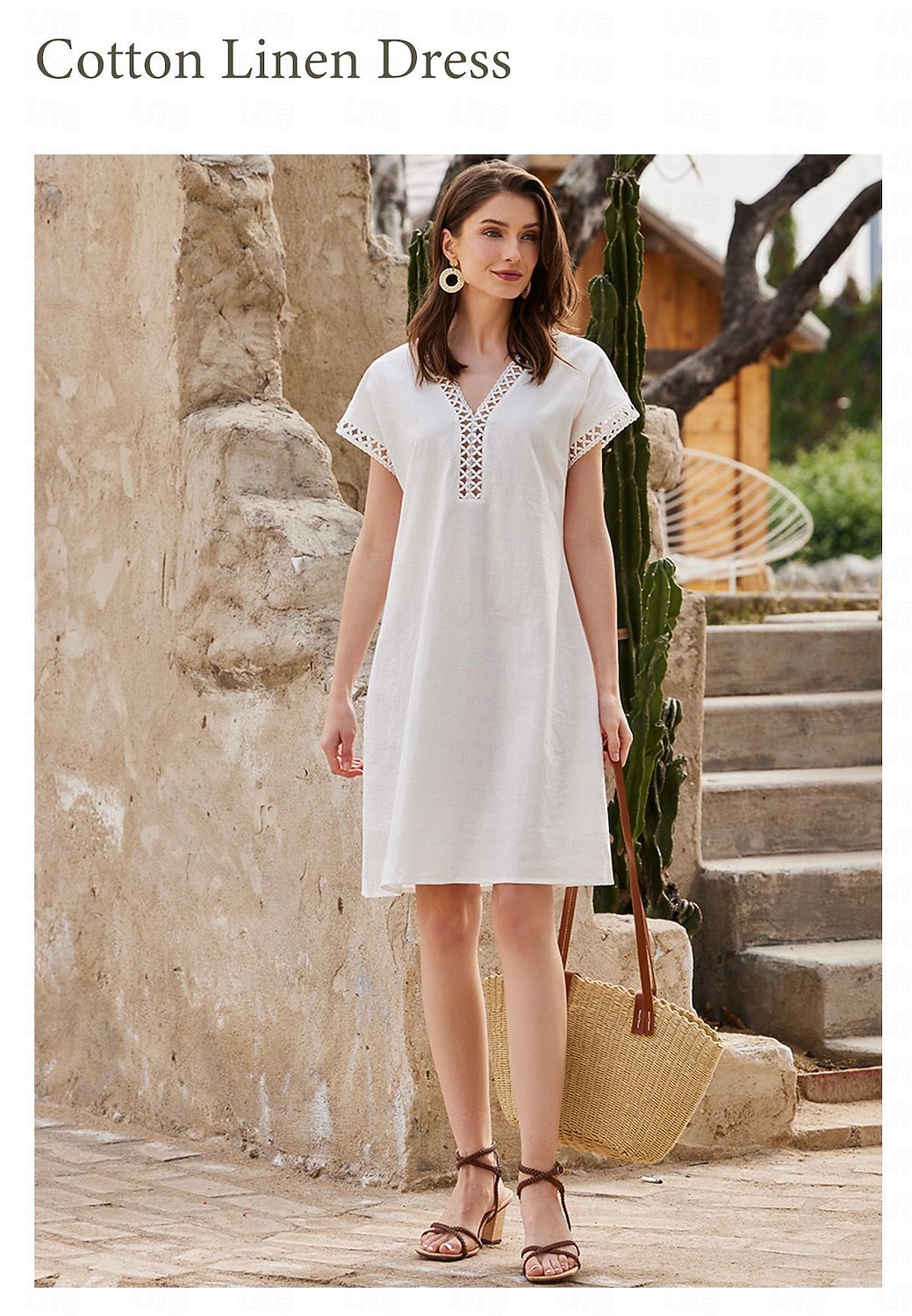 cotton linen blend summer dresses TIAFORD Women's Summer Cotton Linen 3/4 Sleeve Maxi Dress Casual Loose Crew Neck Vacation Flowy Beach Dresses with Pockets Beige at Amazon Women's Clothing store