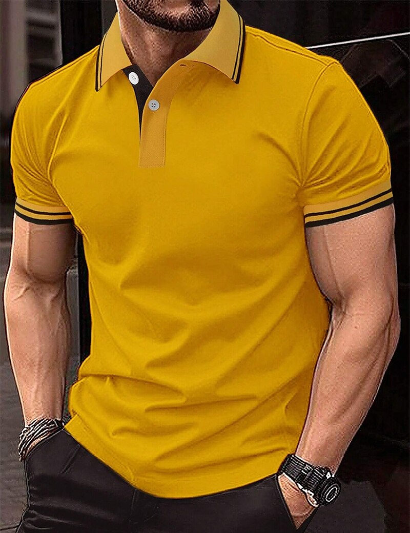 Herren Poloshirt Polos mit Knöpfen Geschäft Casual Kargen Kurzarm Modisch Basic Glatt Taste Sommer Regular Fit Weiß Gelb Rot Marinenblau Königliches Blau Blau Poloshirt 2025 - $17.99 –P12