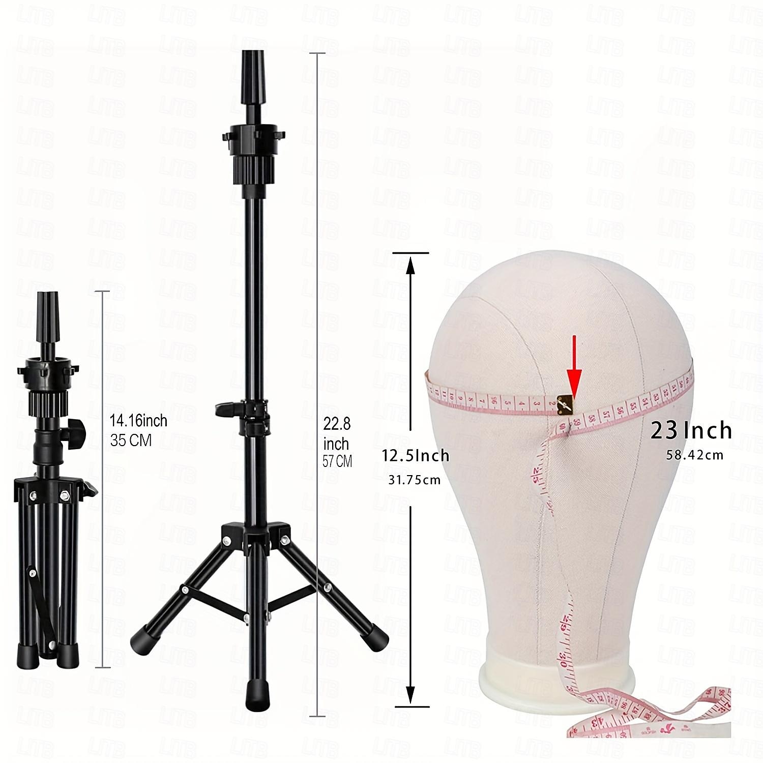 22 Inch Wig HeadWig Stand Tripod with HeadCanvas Wig HeadMannequin Head for WigsManikin Canvas Head Block Set for Wigs Making Display with Wig caps T/C Pins Set 2026 - kr.765 –P5