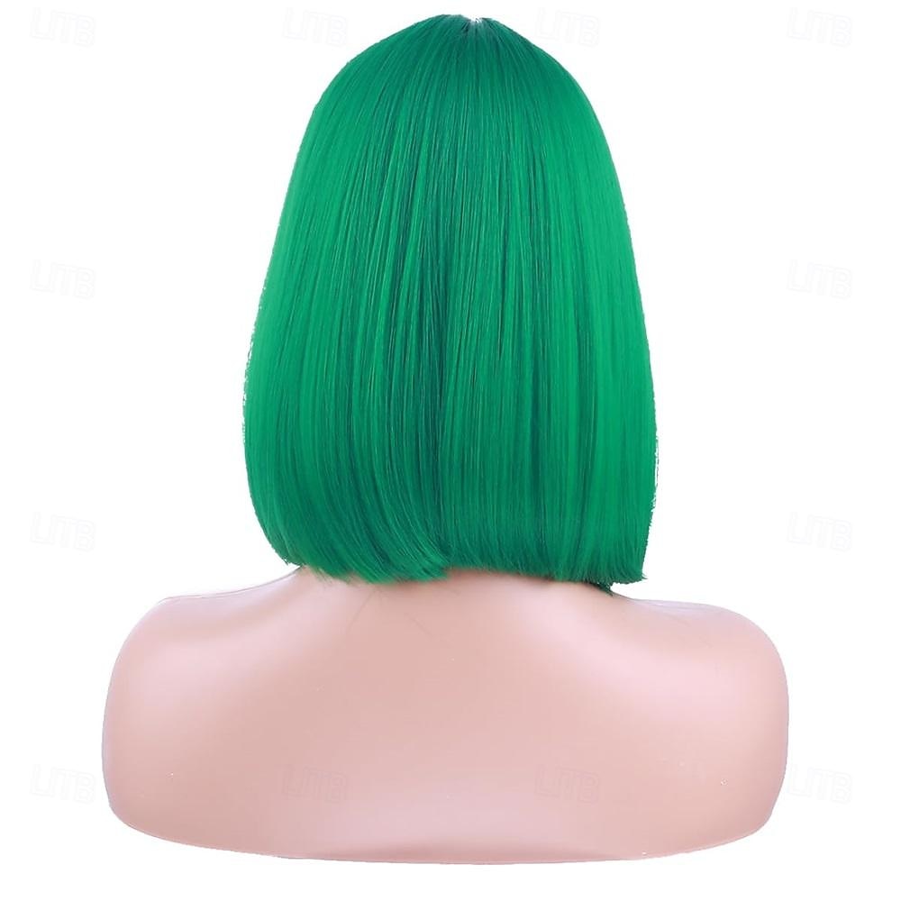 peruca verde para mulheres peruca bob verde curta reta peruca verde esmeralda com franja sintética resistente ao calor halloween cosplay peruca cosutme perucas do dia de são patrício de 2025 por $18.49 –P8