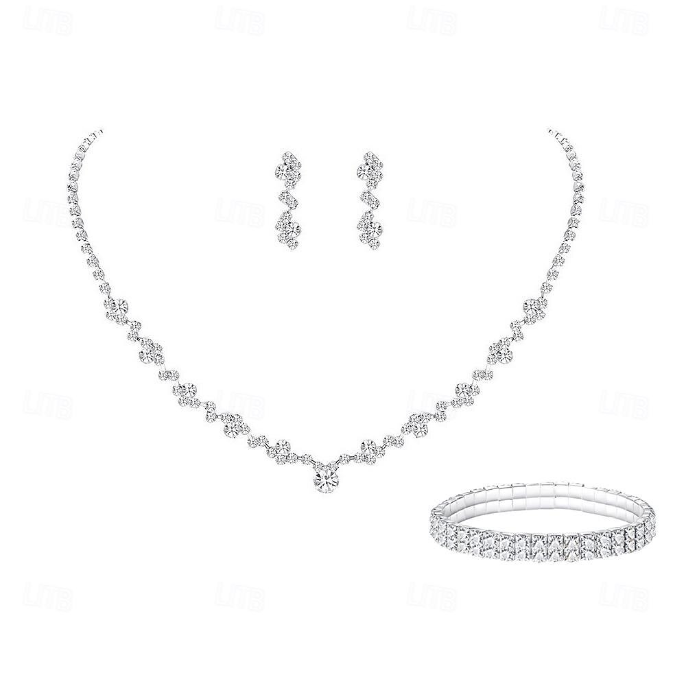 Conjunto de Joias de Água Diamante para Vestidos de Dama de Honra Brincos Colar de Ondas de Gota de Água Pulseira Presente de Dia dos Namorados de 2026 por $16.09 –P8