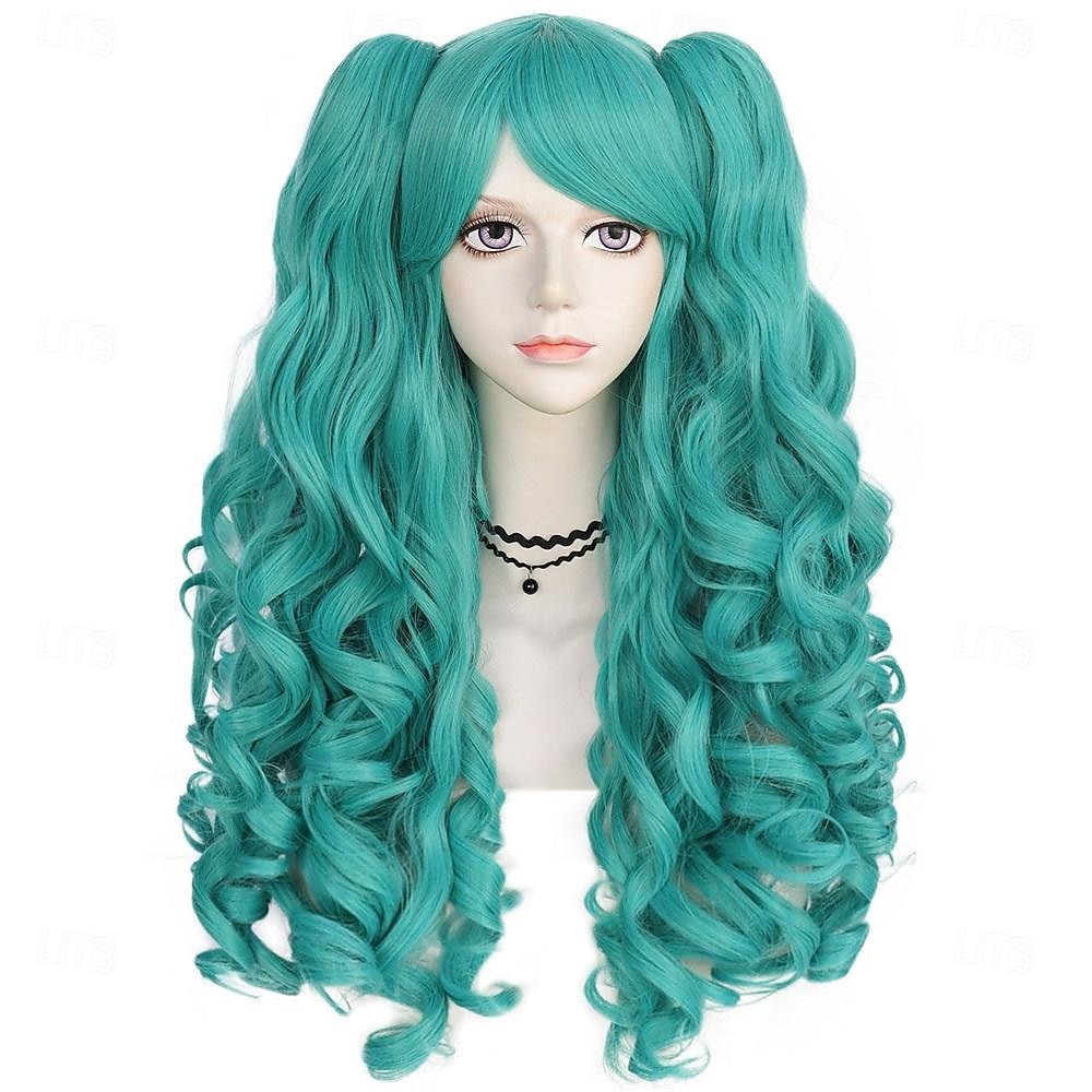 Peruca Longa Cacheada Azul com Rabo de Cavalo Peruca Azul Claro com 2 Rabos de Cavalo Peruca Lolita Azul com Franja para Mulheres Peruca Anime Peluca Azul para Fantasia Carnaval Halloween de 2025 por $35.99 –P16