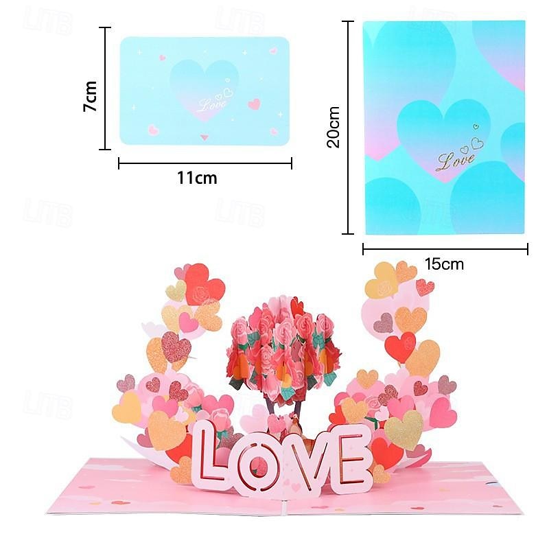 3D vyskakovací přání ke dni svatého Valentýna, design stromu s třešňovým květem, papírové vyřezávané přání ke Dni matek, požehnání a děkovné zprávy 2025 - $7.99 –P7