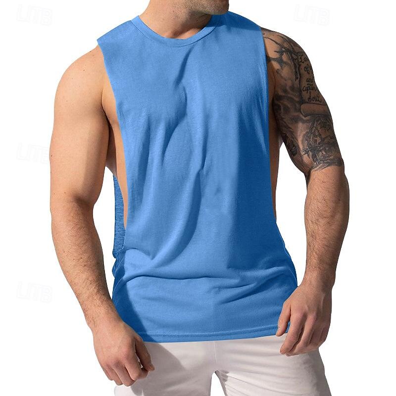 Herren Tank Top Shirt Unterhemden Ärmellos Rundhalsausschnitt Frühling Sommer Glatt Modisch Designer Basic Sexy Urlaub Strasse Ausgehen Hellblau Weiß Rosa Top T-Shirt für Herren 2025 - $10.49 –P12