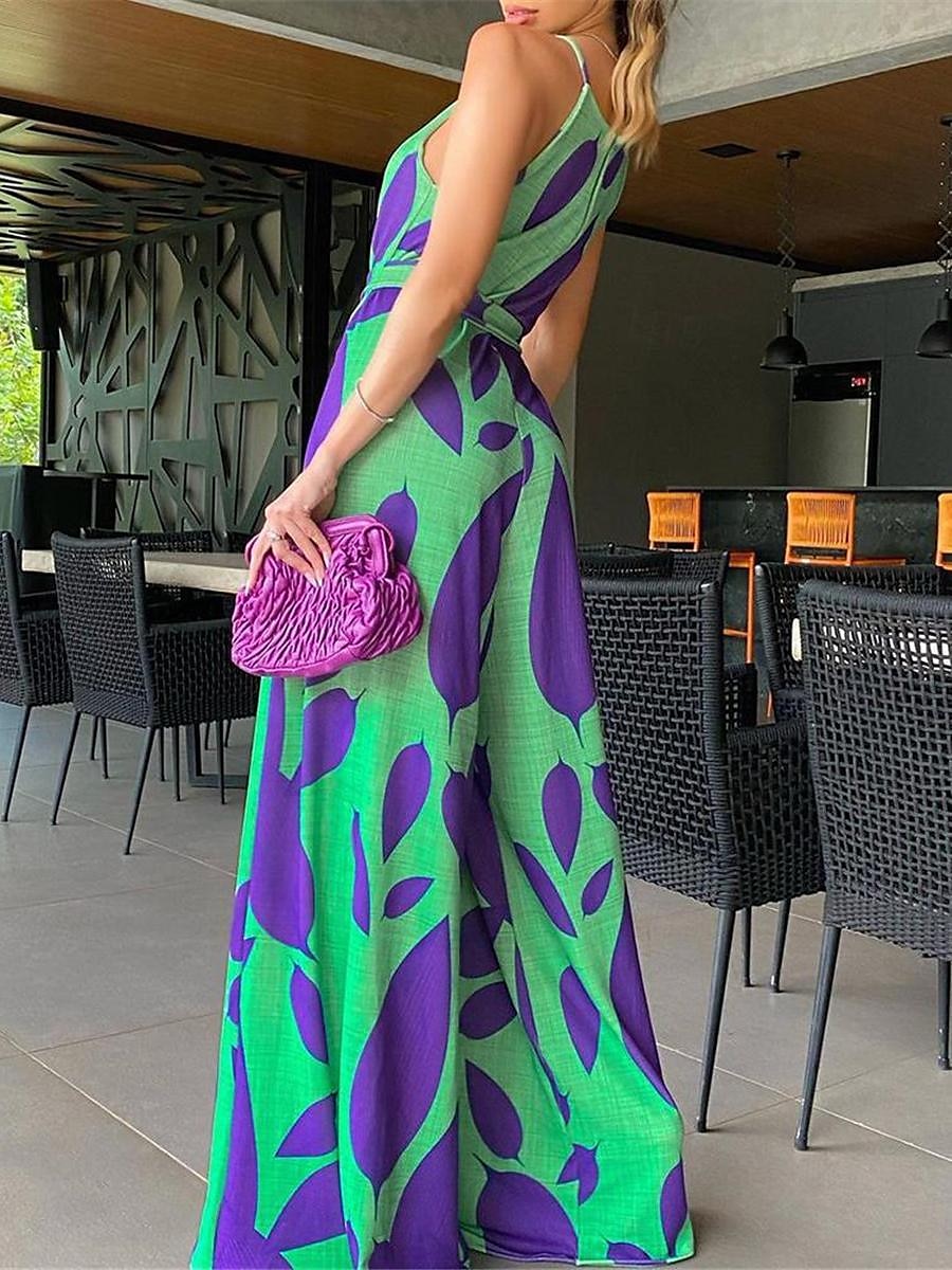 Mulheres Normal Macacão Roupa de rua Floral Sem Manga Halter pescoço Cintura Alta Imprimir Rua Diário Normal Vermelho Verde Verão de 2025 por $31.99 –P2