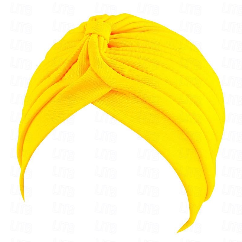 Sombreros turbantes suaves con nudo preanudado moda plisada gorro de quimioterapia diadema para dormir de color sólido naranja para mujeres Día de Reyes casual diario 2025 - $13.99 –P5