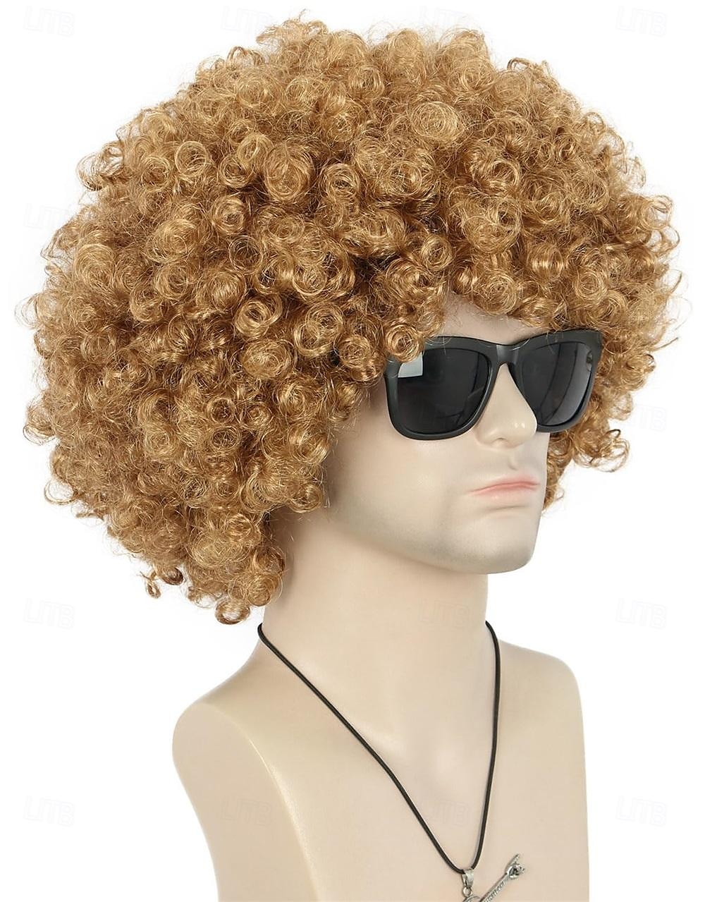 Dorosła Uniseks 60s 70s 80s Krótkie Złote Kręcone Afro Syntetyczna Disco Rocker Hipisi Włosy Kalifornijski Karnawał Cosplay Anime Kostium Peruki Halloween 2025 - $13.49 –P6