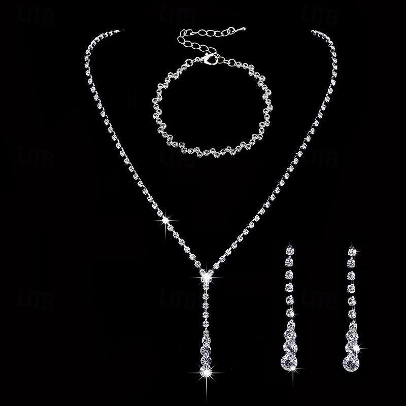 Conjunto de Joias de Água Diamante para Vestidos de Dama de Honra Brincos Colar de Ondas de Gota de Água Pulseira Presente de Dia dos Namorados de 2026 por $16.09 –P5