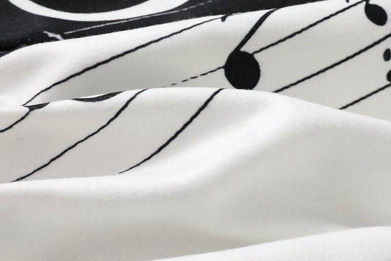 Men's Musical Notes Winter Coat Overcoat Coat Warm Breathable Comfortable Fashion Streetwear Business Work Wear to work Going out Pocket Print Fall & Winter Turndown Long Sleeve Black White Sky Blue 2025 - $67.99 –P8