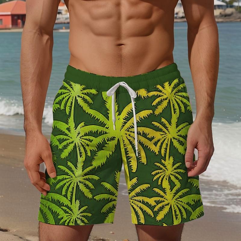 Men's Coconut Tree Swim Shorts Board Shorts Swimming Trunks Mid Waist Vacation Hawaiian Holiday Vacation Holiday Beach Drawstring with Mesh lining Elastic Waist Designer Clothing Apparel 2025 - $17.99 –P8