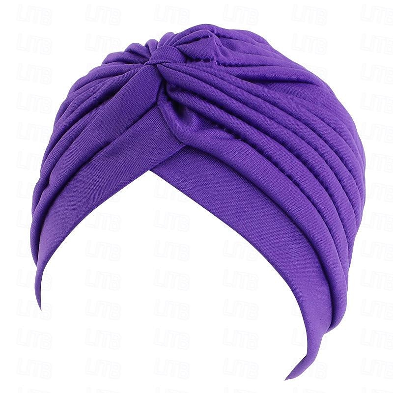 Sombreros turbantes suaves con nudo preanudado moda plisada gorro de quimioterapia diadema para dormir de color sólido naranja para mujeres Día de Reyes casual diario 2025 - $13.99 –P28
