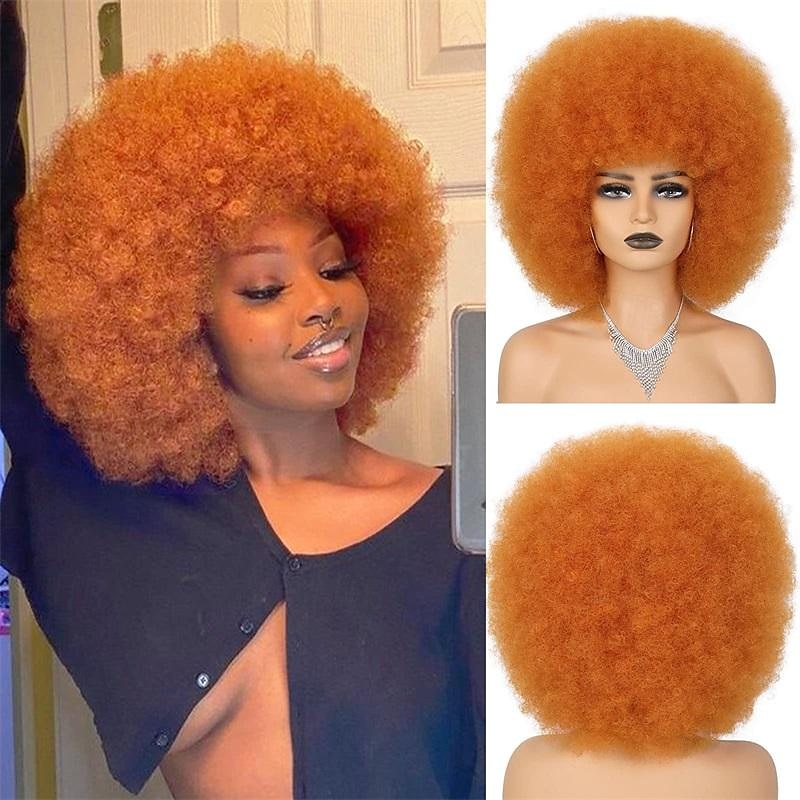 parrucche afro rosse per donne nere parrucca senza colla da indossare e andare da 10 pollici parrucche afro ricce parrucche sintetiche color borgogna per feste quotidiane costume cosplay uso del 2025 a $19.99 –P7