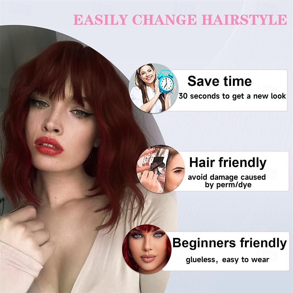 Bob Wig With Bangs Short Wavy Blue Wig Women Synthetic Colored Bachelorette Wigs Shoulder Length Party Halloween Christmas Fun Cosplay Wigs 2025 - $26.99 –P11