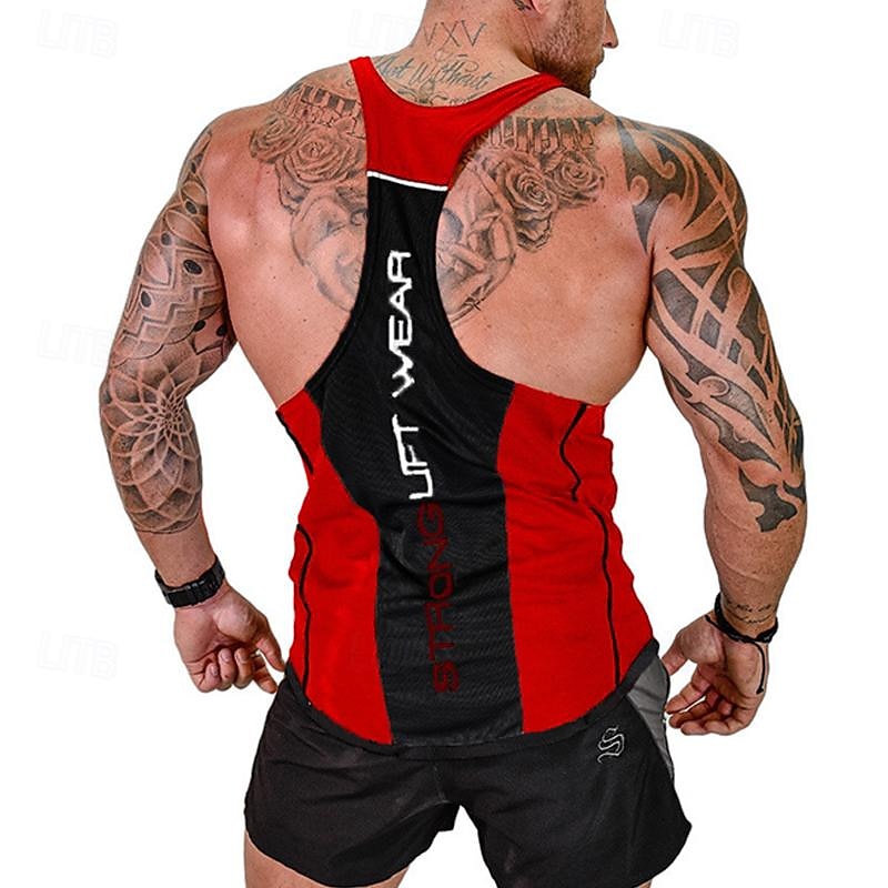 Herren Tank Top Weste Unterhemd Ärmelloses Shirt Ärmellos U-Ausschnitt Sommer Farbblock Mode Designer Basic Urlaub Straße Ausgehen Schwarz Weiß Rot Top T-Shirt für Herren 2025 - $18.49 –P5