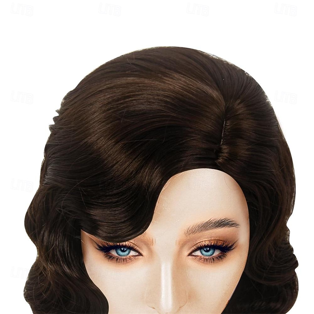 Brown Wig 1920s Lady Finger Wave Wig Vintage Brown 20s Wig Women Retro Synthetic Hair Carnival Cosplay Party Costume Wig Halloween Wigs 2026 - $18.49 –P13