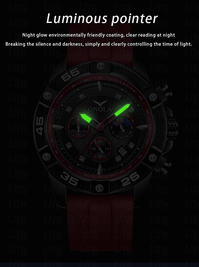 ONOLA Men Quartz Watch Sports Fashion Casual Wristwatch Luminous Calendar Waterproof Decoration Silicone Watch 2025 - $38.99 –P9