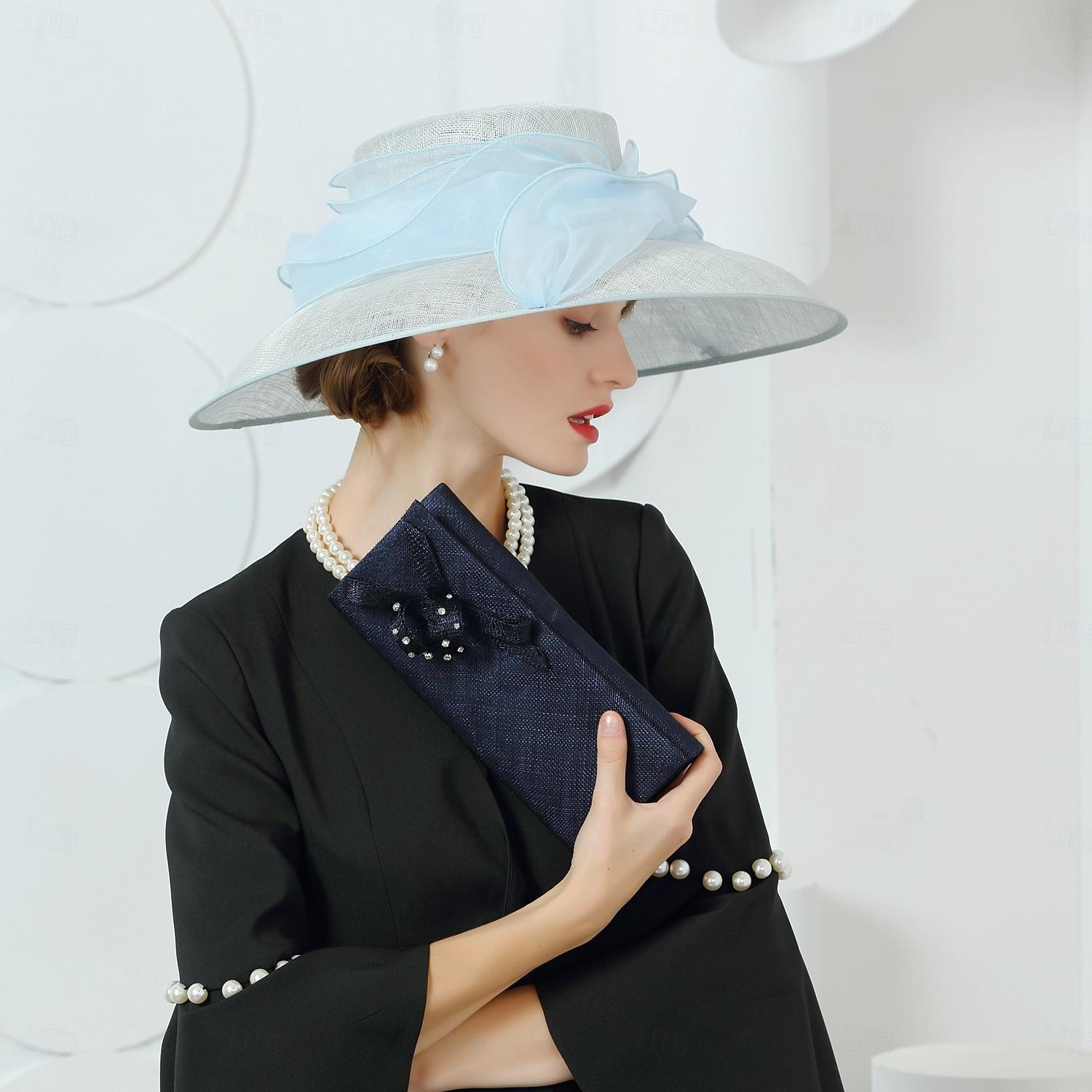 klobouky lněný buřinka / cloche klobouk kbelík klobouk klobouk proti slunci svatební čajový dýchánek elegantní svatba se spojováním pokrývky hlavy 2025 - $99.99 –P4