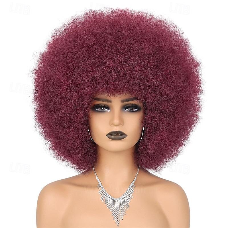 parrucche afro rosse per donne nere parrucca senza colla da indossare e andare da 10 pollici parrucche afro ricce parrucche sintetiche color borgogna per feste quotidiane costume cosplay uso del 2025 a $19.99 –P2