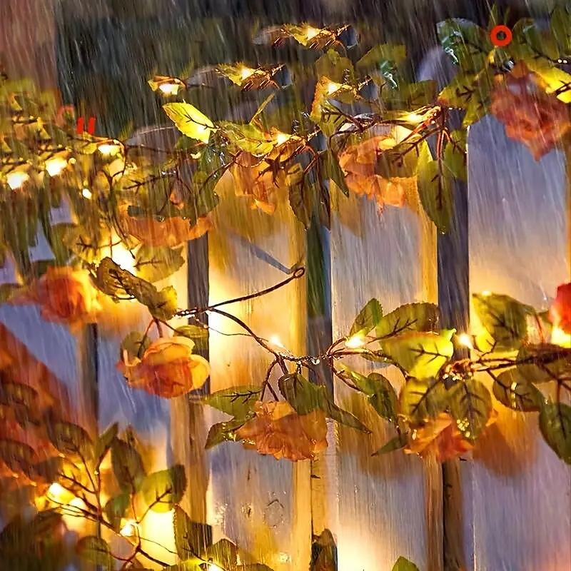 luci solari a forma di rosa con fiori per San Valentino, 2 m, 20 LED, impermeabili, luci da giardino natalizie per casa, camera da letto, festa, matrimonio, patio, decorazione del 2025 a $21.99 –P7