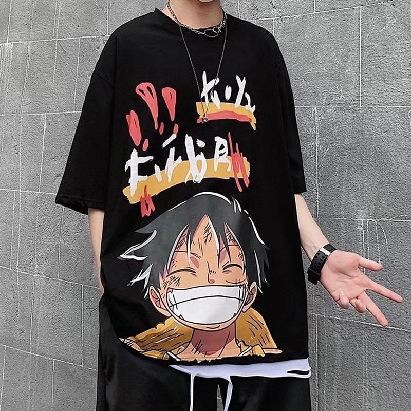 One Piece Monkey D. Luffy T-skjorte Tegneserie Manga Animé Graphic Til Par Herre Dame Voksne Karneval Maskerade Varmstempling Fritid / hverdag 2025 - $13.99 –P6