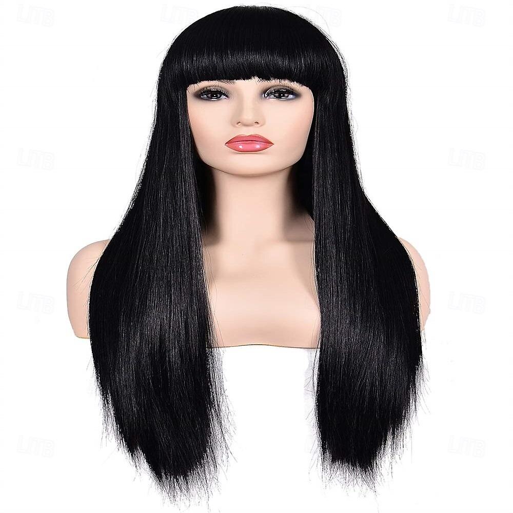 Dames 26 lange rechte groene synthetische bestendige haarpruiken met pony Natuurlijk ogende pruik voor dames Halloween cosplay St. Patrick's Day pruiken 2025 - $20.99 –P1
