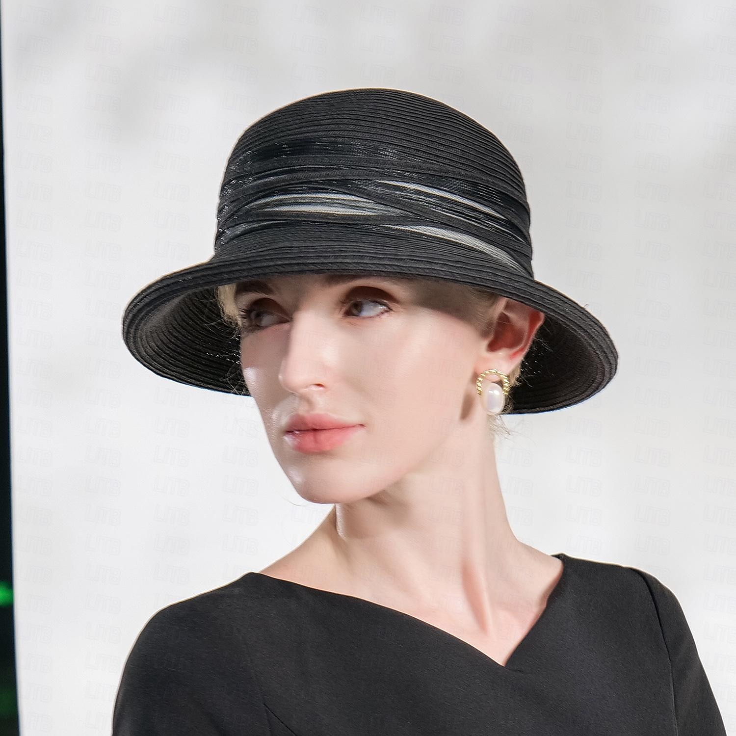 Palarie Fibră Clop Floppy Paie Căciulă Nuntă Casual Elegant Nuntă Cu Despicare Tul Diadema Articole Pentru Cap 2025 - $27.99 –P1