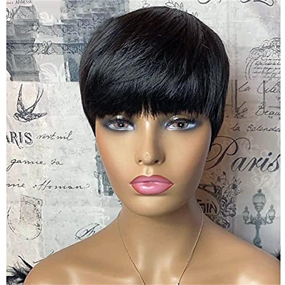 Perruques Courtes Synthétiques pour Femmes Noires/Blanches Cheveux de Couleur Naturelle Perruques pour Femmes Perruques Cheveux Courts avec Frange Perruques de la Saint-Patrick Perruques d'Halloween de 2025 ? $20.99 –P5