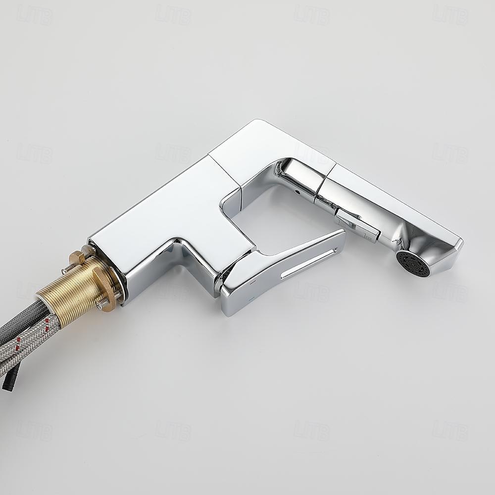 Bathroom Sink Faucet - Rotatable / Pull out / Classic Electroplated Centerset Single Handle One HoleBath Taps 2025 - $218.69 –P2