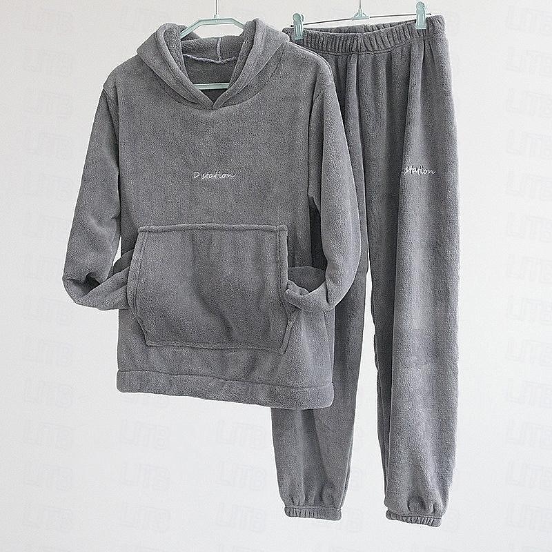 Damen Basic Trainingsanzug Hosen-Sets Pullover Pyjamas Langarm Mit Kapuze Feste Farbe Valentinstag Casual Schwarz Blau Kamel Herbst Winter Regular Fit 2025 - $21.99 –P9