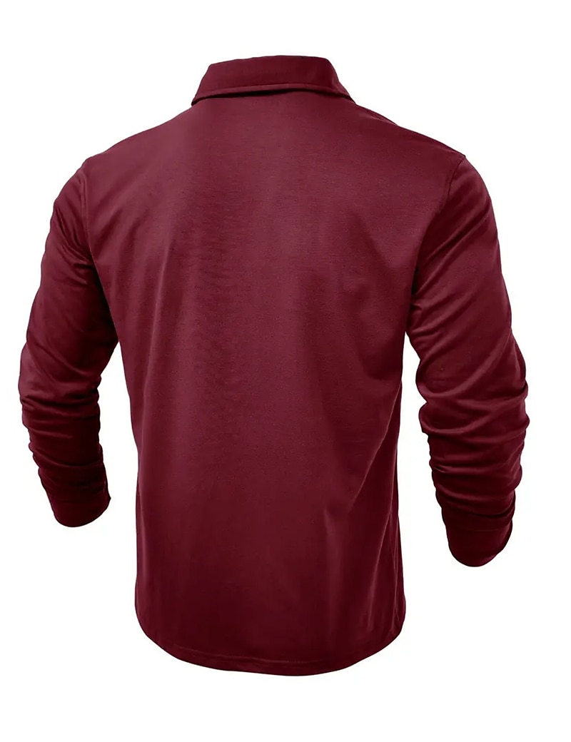 Herren Poloshirt Polos mit Knöpfen Casual Sport Kargen Langarm Modisch Basic Glatt Taste Tasche Frühling & Herbst Regular Fit Schwarz Weiß Armeegrün Rote Marineblau Dunkelgrün Poloshirt 2025 - $22.99 –P18