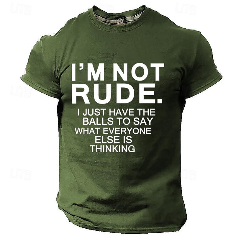 Ανδρικό αστείο κοντό μανίκι γραφικό T-Shirt με "Δεν είμαι αγενής. Απλώς έχω τα κότσια να πω αυτό που σκέφτονται όλοι οι άλλοι" σύνθημα. 2025 - $17.99 –P9