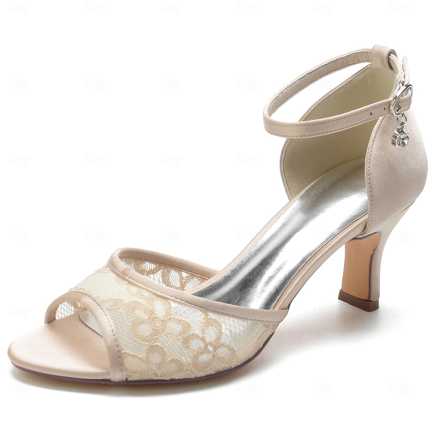 bröllopsskor för brud brudtärna kvinnor peep toe vit naken elfenben champagne satäng med spets blomma broderi kattunge klack låg klack bröllopsfest kväll dagligen elegant klassisk 2025 - $69.99 –P1