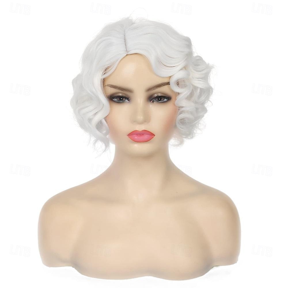 Kort rosa lockig peruk för kvinnor 1920-talets finger-våg hårperuk mjuk syntetisk värmeresistent cosplay kostym festperuk Halloween peruker 2025 - $18.49 –P5