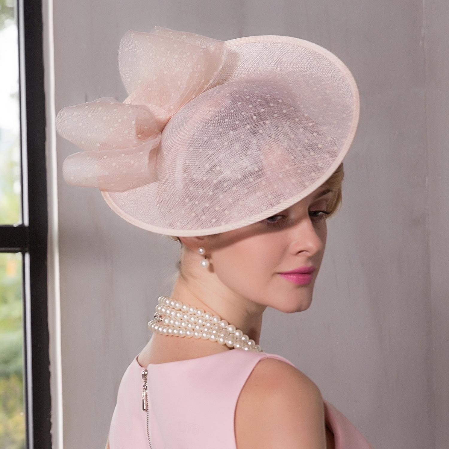 hatter sinamay tallerken lue topp hatt sinamay hatt bryllup teselskap elegant bryllup med bowknot hodeplagg hodeplagg 2026 - $45.99 –P4