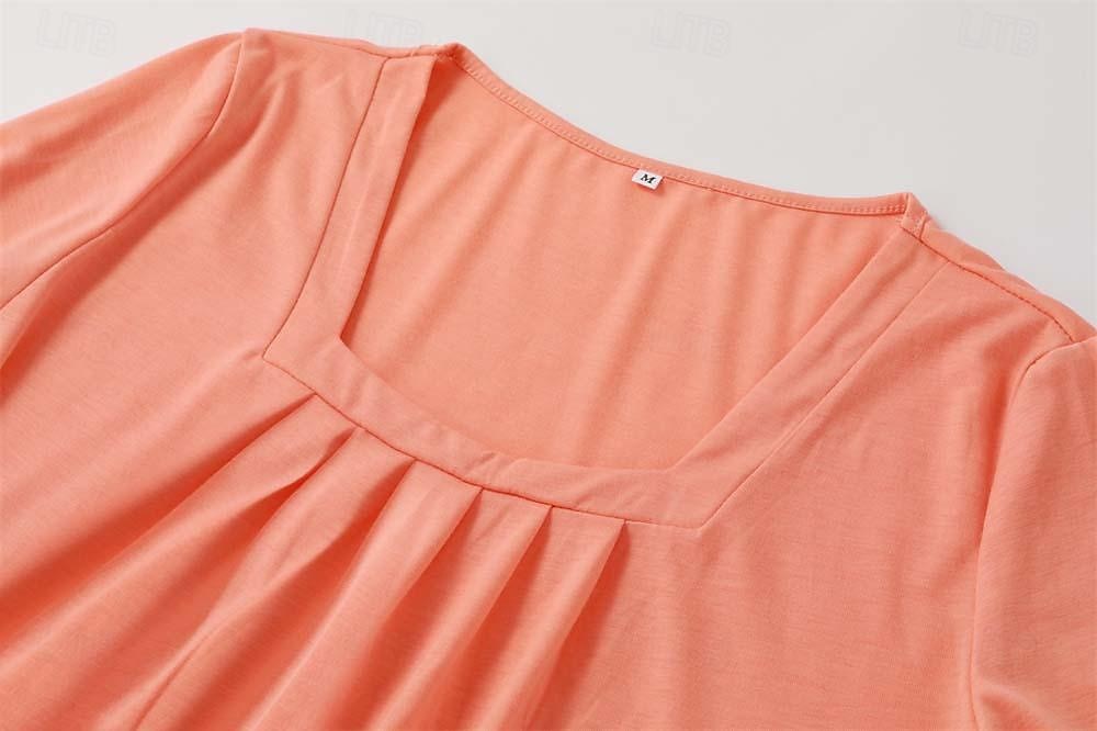 Damen T Shirt Burgunderrotes T-Shirt Elegante Oberteile Glatt Täglich Basic Strand Design Langarm Quadratischer Ausschnitt Normale Oberteile Casual Weißer langer Ärmel Blauer Langarm Schwarzer 2025 - $4.79 –P9