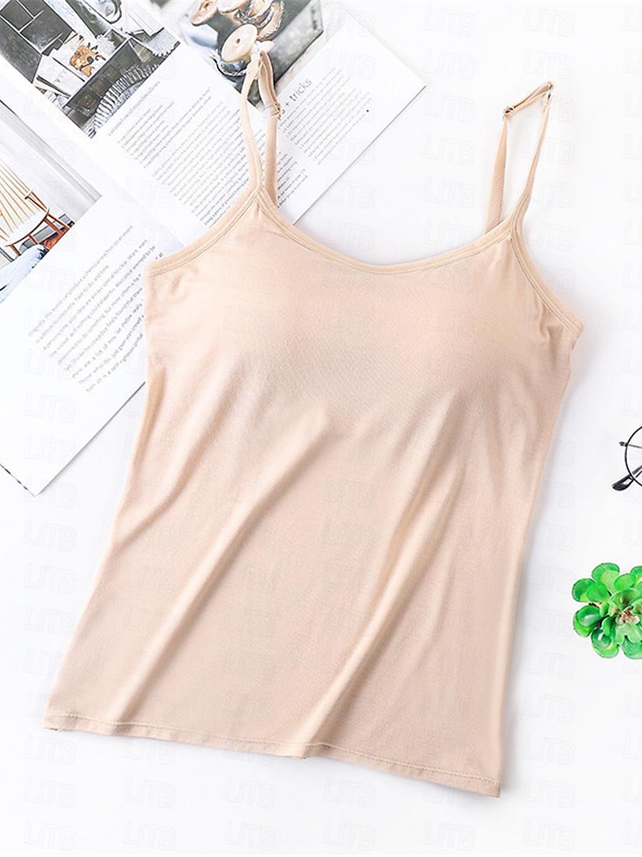 Women's Pajamas Top Pure Color Simple Comfort Daily Rayon Breathable Straps Sleeveless Strap Top Backless Chest pads Summer Spring Home Outfits 2025 - $14.49 –P5