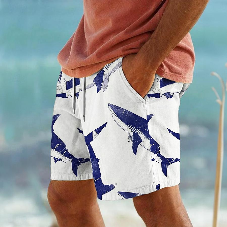 Miesten Hai meren elämää Uimashortsit Surffishortsit Uimahousut Keskivyötärö Loma Havaijilainen Lomakeskuksen tyyli Loma Pyhäpäivä Hiekkaranta Kurenauha verkkovuorella Joustava vyötärö Suunnittelija 2025 - $19.99 –P5