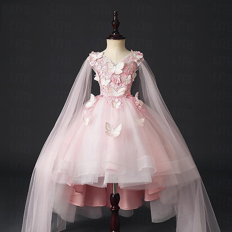 kinderkleidung Mädchen Blumenmädchen Kleid Party Kleid Feste Farbe Ärmellos Leistung Hochzeit Party Gitter Prinzessin Süß Gitter Mitte der Wade Etuikleid Tüll-Kleid Blumenmädchenkleid Sommer Frühling 2025 - $61.99 –P4