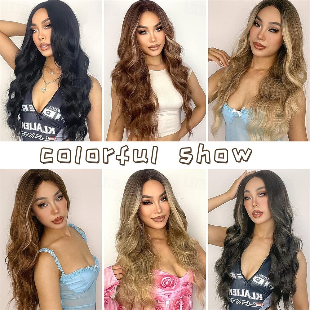 длинные черные парики для женщин, 26-дюймовый длинный вьющийся парик, натуральный синтетический термостойкий парик из термостойкого волокна, черный волнистый парик для ежедневного использования на 2026 - $29.99 –P6
