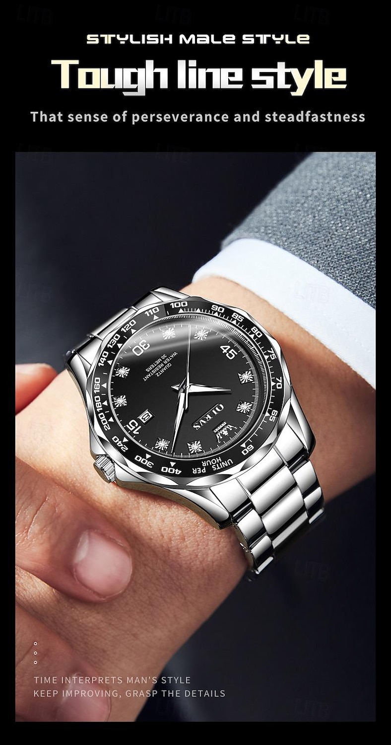OLEVS Men Quartz Watch Minimalist Fashion Casual Wristwatch Luminous Calendar Waterproof Steel Watch 2026 - $34.99 –P12