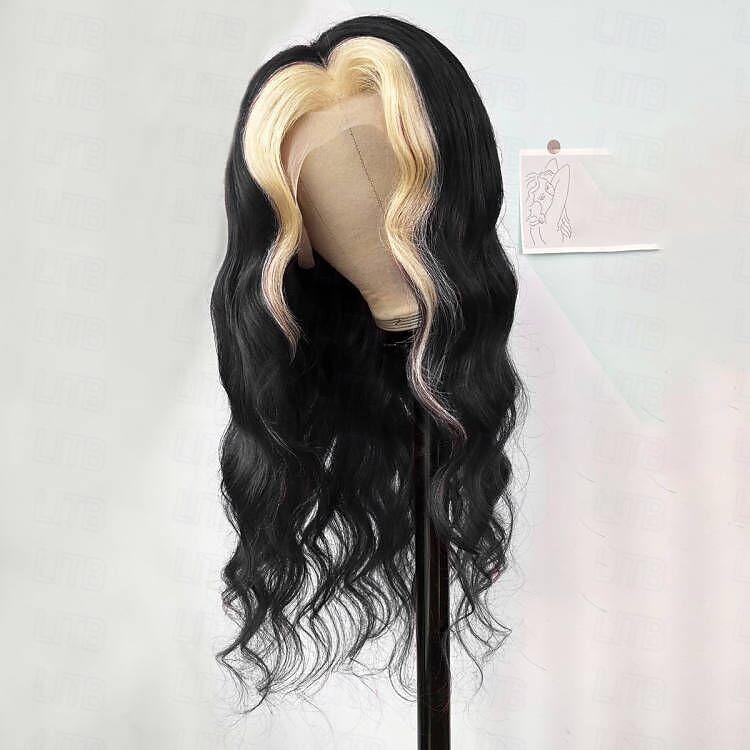 Parrucca frontale in pizzo colorato 13x4 1b/613 con parte libera, capelli brasiliani ondulati, densità 150% per donne nere, 10-28 pollici del 2025 a $182.99 –P4
