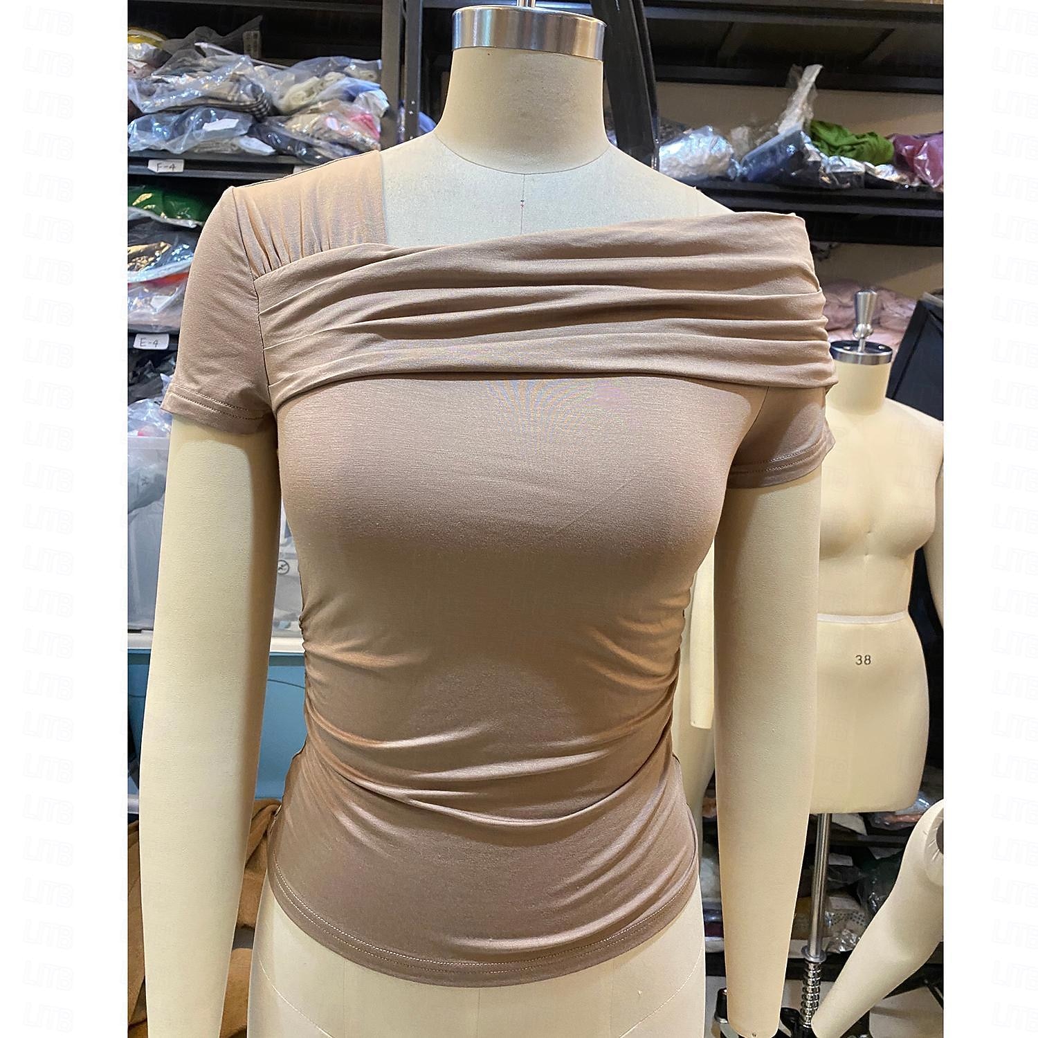 tops femininos de manga curta e um ombro só (estilo 2) de 2026 por $18.99 –P1