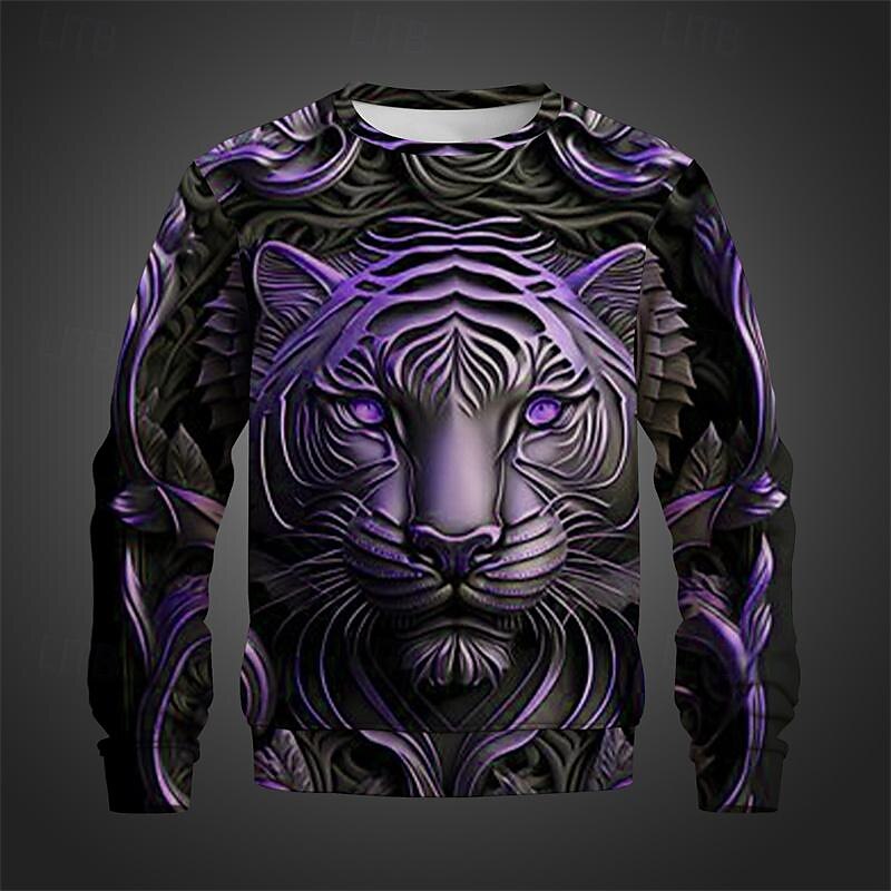 Per uomo Tigre Felpe Felpa Manica lunga Felpa Girocollo Di tendenza Informale Stile di strada Stampa 3D Per uscire Abbigliamento di strada Stampa 3D Primavera & Autunno del 2025 a $29.99 –P8