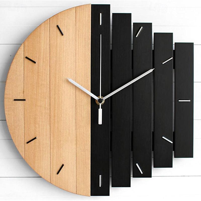 trä väggklocka kvarts analog tyst icke-tickande dekorativ modern väggklocka batteridriven för vardagsrum badrum sovrum kök kontor skola 2025 - $53.99 –P2