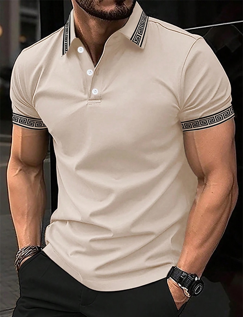 Herren Poloshirt Polos mit Knöpfen Casual Sport Kargen Kurzarm Modisch Basic Farbblock Patchwork Sommer Regular Fit Schwarz Armeegrün Burgunderrot Marinenblau Beige Poloshirt 2025 - $17.99 –P19