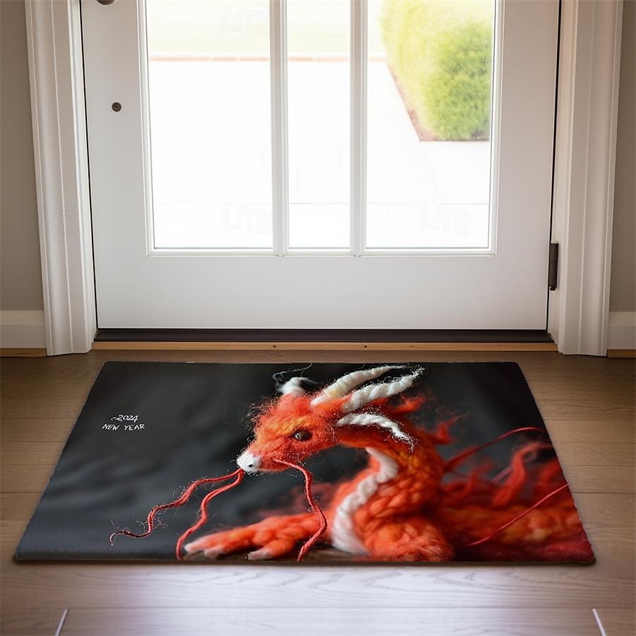 Bunte Drachen-Fußmatte, Fußmatten, waschbare Teppiche, Küchenmatte, rutschfester, ölbeständiger Teppich, Innen- und Außenmatte, Schlafzimmer-Dekoration, Badezimmermatte, Eingangsteppich 2025 - $16.99 –P7