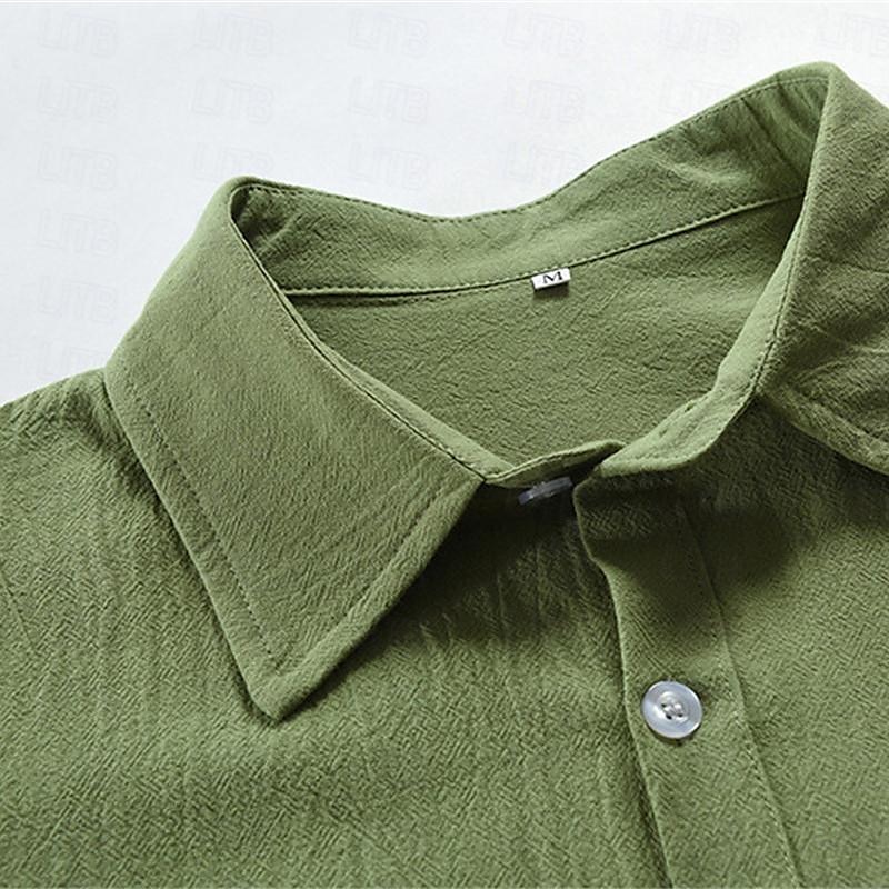 Per uomo Camicia Camicia di lino Camicia Estiva Camicia da Spiaggia Semplice Vacanza Camicia hawaiana Nero Rosa Blu marino Viola Manica Lunga Bavero Primavera & Autunno Abbigliamento Bottonato del 2025 a $25.99 –P8